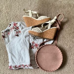 American Eagle Embroidered Floral Romper